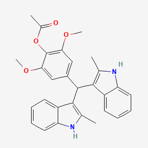 4-[bis(2-methyl-1H-indol-3-yl)methyl]-2,6-dimethoxyphenyl acetate
