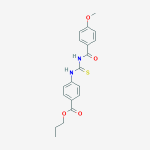 molecular formula C19H20N2O4S B410414 Propyl 4-({[(4-methoxybenzoyl)amino]carbothioyl}amino)benzoate 