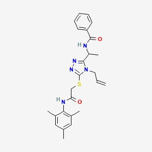 molecular formula C25H29N5O2S B4104150 N-[1-(4-allyl-5-{[2-(mesitylamino)-2-oxoethyl]thio}-4H-1,2,4-triazol-3-yl)ethyl]benzamide 