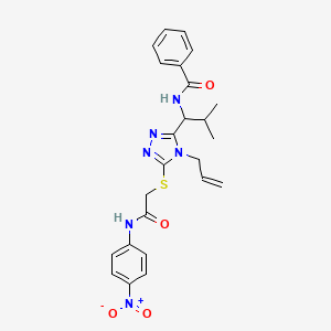 molecular formula C24H26N6O4S B4104170 N-{1-[4-allyl-5-({2-[(4-nitrophenyl)amino]-2-oxoethyl}thio)-4H-1,2,4-triazol-3-yl]-2-methylpropyl}benzamide 