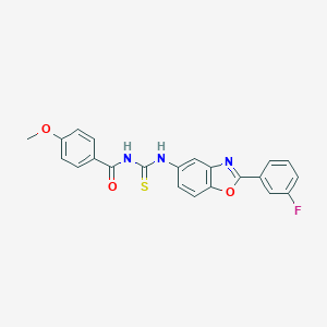 molecular formula C22H16FN3O3S B410418 N-[2-(3-fluorophenyl)-1,3-benzoxazol-5-yl]-N'-(4-methoxybenzoyl)thiourea 