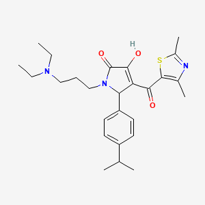 molecular formula C26H35N3O3S B4104191 1-[3-(diethylamino)propyl]-4-[(2,4-dimethyl-1,3-thiazol-5-yl)carbonyl]-3-hydroxy-5-(4-isopropylphenyl)-1,5-dihydro-2H-pyrrol-2-one 