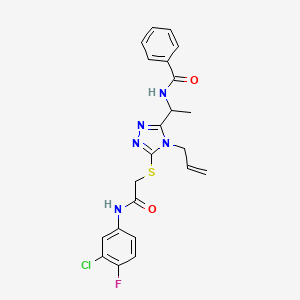 molecular formula C22H21ClFN5O2S B4104198 N-{1-[4-allyl-5-({2-[(3-chloro-4-fluorophenyl)amino]-2-oxoethyl}thio)-4H-1,2,4-triazol-3-yl]ethyl}benzamide 