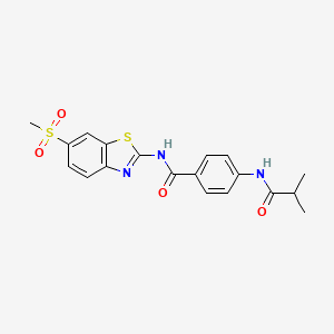 molecular formula C19H19N3O4S2 B4104199 4-(isobutyrylamino)-N-[6-(methylsulfonyl)-1,3-benzothiazol-2-yl]benzamide 