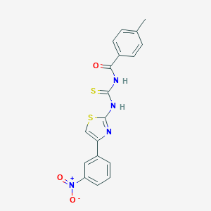 molecular formula C18H14N4O3S2 B410424 N-(4-{3-nitrophenyl}-1,3-thiazol-2-yl)-N'-(4-methylbenzoyl)thiourea 