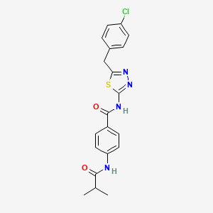 molecular formula C20H19ClN4O2S B4104252 N-[5-(4-chlorobenzyl)-1,3,4-thiadiazol-2-yl]-4-(isobutyrylamino)benzamide 