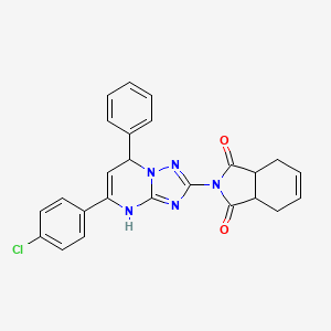 molecular formula C25H20ClN5O2 B4104264 2-[5-(4-chlorophenyl)-7-phenyl-4,7-dihydro[1,2,4]triazolo[1,5-a]pyrimidin-2-yl]-3a,4,7,7a-tetrahydro-1H-isoindole-1,3(2H)-dione 