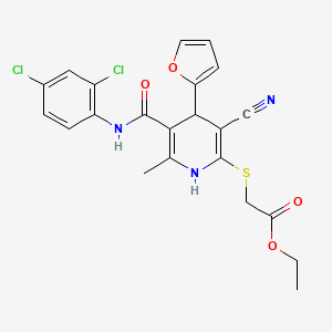 molecular formula C22H19Cl2N3O4S B4104266 ethyl {[3-cyano-5-{[(2,4-dichlorophenyl)amino]carbonyl}-4-(2-furyl)-6-methyl-1,4-dihydro-2-pyridinyl]thio}acetate 