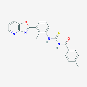 molecular formula C22H18N4O2S B410427 1-(4-Methyl-benzoyl)-3-(2-methyl-3-oxazolo[4,5-b]pyridin-2-yl-phenyl)-thiourea 