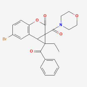 molecular formula C24H22BrNO5 B4104281 1-benzoyl-6-bromo-1-ethyl-1a-(4-morpholinylcarbonyl)-1a,7b-dihydrocyclopropa[c]chromen-2(1H)-one 