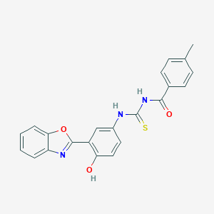 molecular formula C22H17N3O3S B410431 N-{[3-(1,3-benzoxazol-2-yl)-4-hydroxyphenyl]carbamothioyl}-4-methylbenzamide CAS No. 333740-13-9