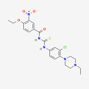 molecular formula C22H26ClN5O4S B4104331 N-({[3-chloro-4-(4-ethyl-1-piperazinyl)phenyl]amino}carbonothioyl)-4-ethoxy-3-nitrobenzamide 