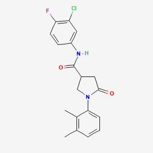 molecular formula C19H18ClFN2O2 B4104348 N-(3-chloro-4-fluorophenyl)-1-(2,3-dimethylphenyl)-5-oxo-3-pyrrolidinecarboxamide 