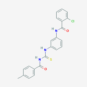 molecular formula C22H18ClN3O2S B410436 2-chloro-N-[3-({[(4-methylbenzoyl)amino]carbothioyl}amino)phenyl]benzamide 