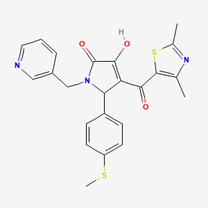 molecular formula C23H21N3O3S2 B4104378 4-[(2,4-dimethyl-1,3-thiazol-5-yl)carbonyl]-3-hydroxy-5-[4-(methylthio)phenyl]-1-(3-pyridinylmethyl)-1,5-dihydro-2H-pyrrol-2-one 