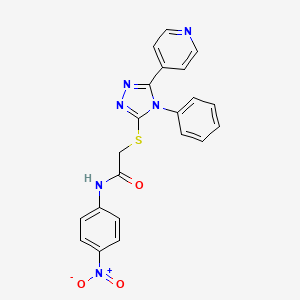 molecular formula C21H16N6O3S B4104473 N-(4-nitrophenyl)-2-{[4-phenyl-5-(4-pyridinyl)-4H-1,2,4-triazol-3-yl]thio}acetamide CAS No. 113518-53-9