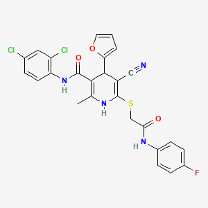 molecular formula C26H19Cl2FN4O3S B4104527 5-cyano-N-(2,4-dichlorophenyl)-6-({2-[(4-fluorophenyl)amino]-2-oxoethyl}thio)-4-(2-furyl)-2-methyl-1,4-dihydro-3-pyridinecarboxamide 