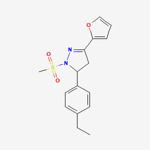 molecular formula C16H18N2O3S B4104531 5-(4-ethylphenyl)-3-(2-furyl)-1-(methylsulfonyl)-4,5-dihydro-1H-pyrazole 