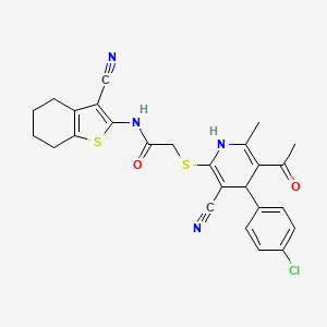 2-{[5-acetyl-4-(4-chlorophenyl)-3-cyano-6-methyl-1,4-dihydro-2-pyridinyl]thio}-N-(3-cyano-4,5,6,7-tetrahydro-1-benzothien-2-yl)acetamide