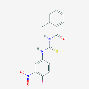 molecular formula C15H12FN3O3S B410454 N-[(4-fluoro-3-nitrophenyl)carbamothioyl]-2-methylbenzamide 