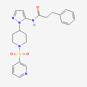 molecular formula C22H25N5O3S B4104543 3-phenyl-N-{1-[1-(3-pyridinylsulfonyl)-4-piperidinyl]-1H-pyrazol-5-yl}propanamide 