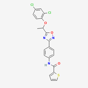 molecular formula C21H15Cl2N3O3S B4104613 N-(4-{5-[1-(2,4-dichlorophenoxy)ethyl]-1,2,4-oxadiazol-3-yl}phenyl)-2-thiophenecarboxamide 