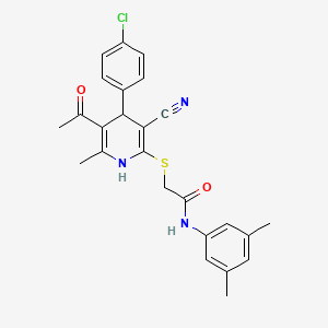 2-{[5-acetyl-4-(4-chlorophenyl)-3-cyano-6-methyl-1,4-dihydro-2-pyridinyl]thio}-N-(3,5-dimethylphenyl)acetamide