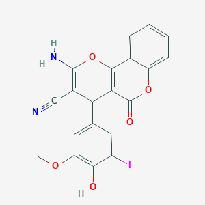 2-amino-4-(4-hydroxy-3-iodo-5-methoxyphenyl)-5-oxo-4H,5H-pyrano[3,2-c]chromene-3-carbonitrile