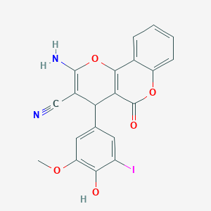 molecular formula C20H13IN2O5 B4104625 2-amino-4-(4-hydroxy-3-iodo-5-methoxyphenyl)-5-oxo-4H,5H-pyrano[3,2-c]chromene-3-carbonitrile 