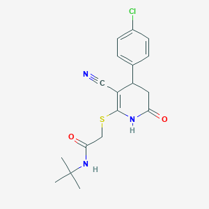 N-(tert-butyl)-2-{[4-(4-chlorophenyl)-3-cyano-6-oxo-1,4,5,6-tetrahydro-2-pyridinyl]thio}acetamide