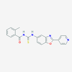 molecular formula C21H16N4O2S B410464 2-methyl-N-{[2-(pyridin-4-yl)-1,3-benzoxazol-5-yl]carbamothioyl}benzamide 