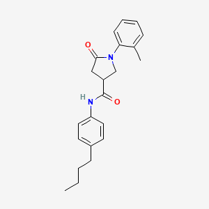 molecular formula C22H26N2O2 B4104649 N-(4-butylphenyl)-1-(2-methylphenyl)-5-oxo-3-pyrrolidinecarboxamide 