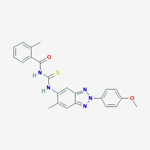 molecular formula C23H21N5O2S B410465 1-[2-(4-Methoxy-phenyl)-6-methyl-2H-benzotriazol-5-yl]-3-(2-methyl-benzoyl)-thiourea 