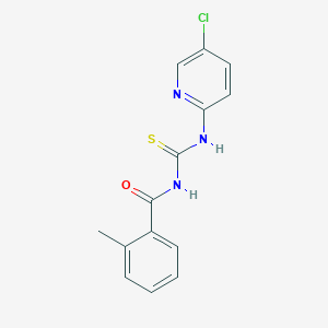molecular formula C14H12ClN3OS B410468 N-[(5-chloropyridin-2-yl)carbamothioyl]-2-methylbenzamide 