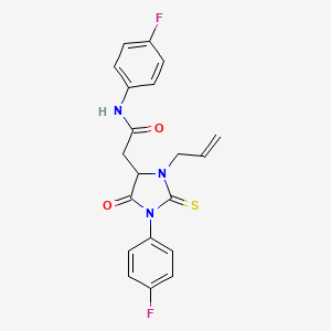 molecular formula C20H17F2N3O2S B4104680 2-[3-allyl-1-(4-fluorophenyl)-5-oxo-2-thioxo-4-imidazolidinyl]-N-(4-fluorophenyl)acetamide 