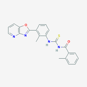 molecular formula C22H18N4O2S B410469 1-(2-Methyl-benzoyl)-3-(2-methyl-3-oxazolo[4,5-b]pyridin-2-yl-phenyl)-thiourea 