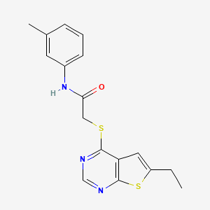 molecular formula C17H17N3OS2 B4104710 2-[(6-ethylthieno[2,3-d]pyrimidin-4-yl)thio]-N-(3-methylphenyl)acetamide 