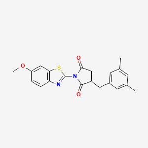 molecular formula C21H20N2O3S B4104722 3-(3,5-dimethylbenzyl)-1-(6-methoxy-1,3-benzothiazol-2-yl)-2,5-pyrrolidinedione 