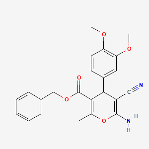 molecular formula C23H22N2O5 B4104750 benzyl 6-amino-5-cyano-4-(3,4-dimethoxyphenyl)-2-methyl-4H-pyran-3-carboxylate 