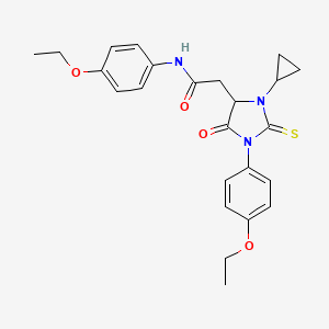 molecular formula C24H27N3O4S B4104751 2-[3-cyclopropyl-1-(4-ethoxyphenyl)-5-oxo-2-thioxo-4-imidazolidinyl]-N-(4-ethoxyphenyl)acetamide 