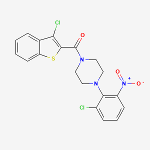 molecular formula C19H15Cl2N3O3S B4104799 1-[(3-chloro-1-benzothien-2-yl)carbonyl]-4-(2-chloro-6-nitrophenyl)piperazine 