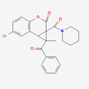 molecular formula C24H22BrNO4 B4104804 1-benzoyl-6-bromo-1-methyl-1a-(1-piperidinylcarbonyl)-1a,7b-dihydrocyclopropa[c]chromen-2(1H)-one 