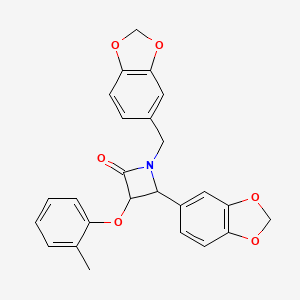 molecular formula C25H21NO6 B4104807 4-(1,3-benzodioxol-5-yl)-1-(1,3-benzodioxol-5-ylmethyl)-3-(2-methylphenoxy)-2-azetidinone 