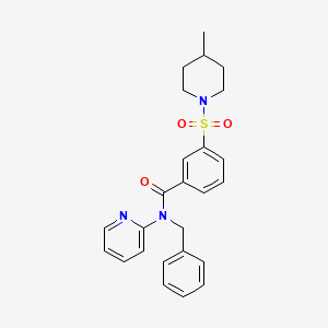 molecular formula C25H27N3O3S B4104813 N-benzyl-3-[(4-methyl-1-piperidinyl)sulfonyl]-N-2-pyridinylbenzamide 