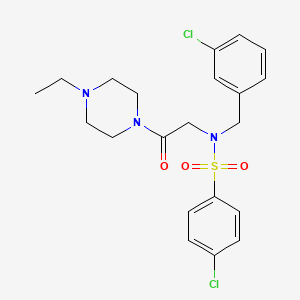 molecular formula C21H25Cl2N3O3S B4104836 4-chloro-N-(3-chlorobenzyl)-N-[2-(4-ethyl-1-piperazinyl)-2-oxoethyl]benzenesulfonamide 