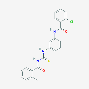 molecular formula C22H18ClN3O2S B410484 2-chloro-N-[3-({[(2-methylbenzoyl)amino]carbothioyl}amino)phenyl]benzamide 