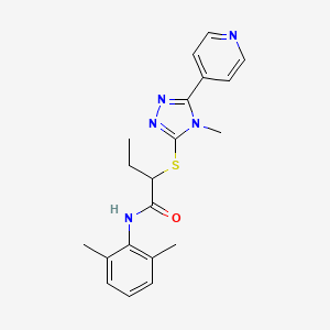 molecular formula C20H23N5OS B4104890 N-(2,6-dimethylphenyl)-2-{[4-methyl-5-(4-pyridinyl)-4H-1,2,4-triazol-3-yl]thio}butanamide 
