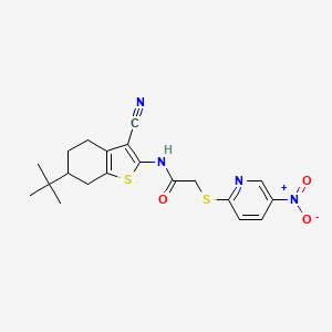 molecular formula C20H22N4O3S2 B4104894 N-(6-tert-butyl-3-cyano-4,5,6,7-tetrahydro-1-benzothien-2-yl)-2-[(5-nitro-2-pyridinyl)thio]acetamide 