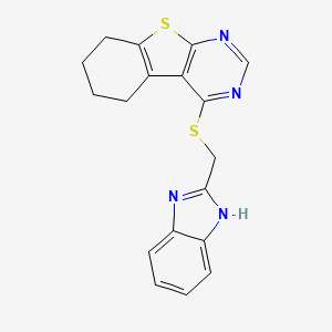 molecular formula C18H16N4S2 B4104916 4-[(1H-benzimidazol-2-ylmethyl)thio]-5,6,7,8-tetrahydro[1]benzothieno[2,3-d]pyrimidine 
