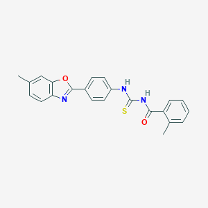 molecular formula C23H19N3O2S B410492 2-methyl-N-{[4-(6-methyl-1,3-benzoxazol-2-yl)phenyl]carbamothioyl}benzamide CAS No. 6395-89-7